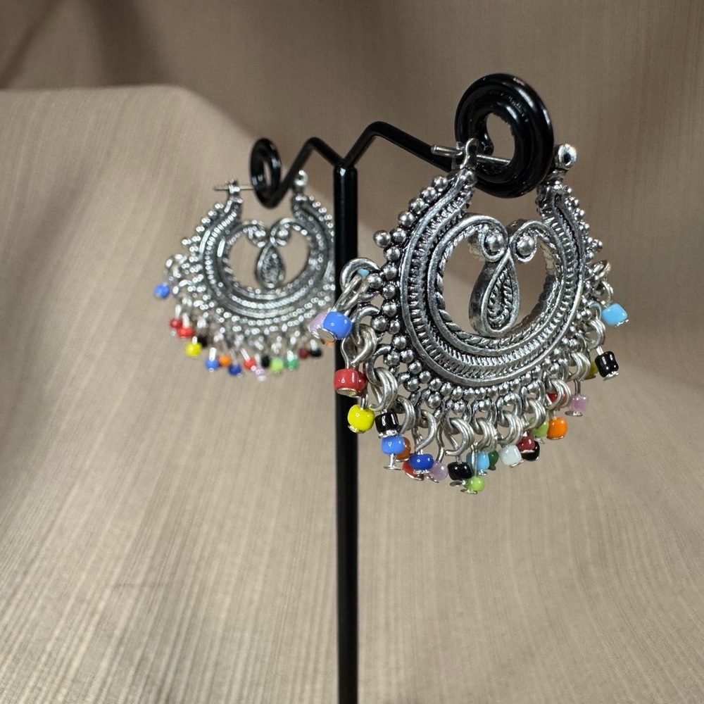 Silver Multicolor Dangle Earrings